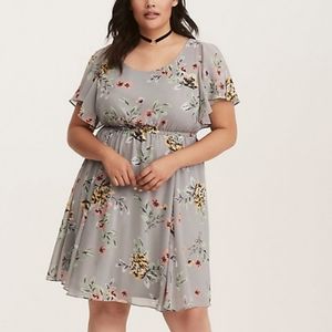 Torrid Floral Chiffon Skater Dress Size 2 or 2x
